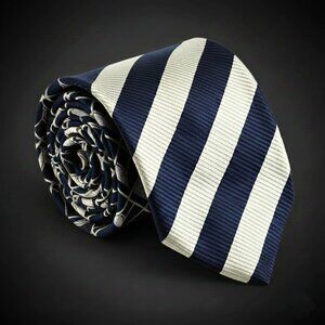 Paul Fredrick Silk Tie Navy Blue Diagonal Stripe Classic Business Formal Necktie